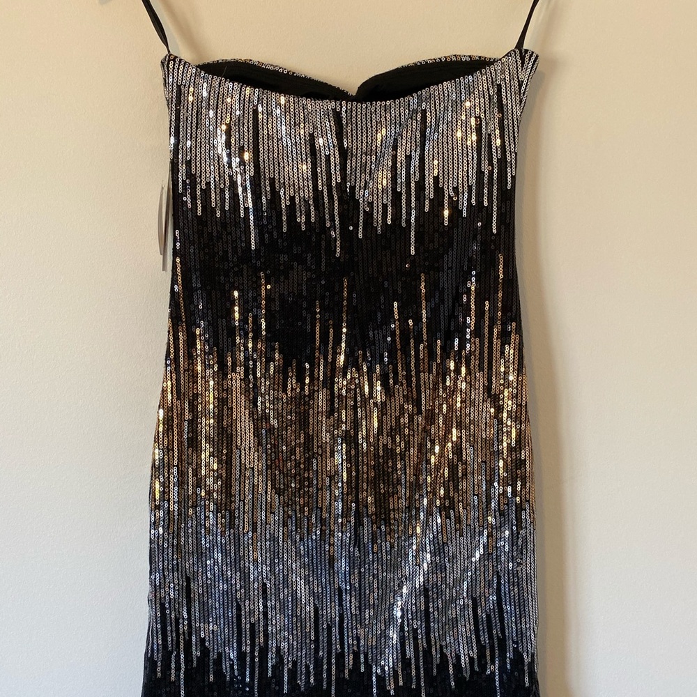 Sequin Silver, Gold, Black Mini Party Dress Small